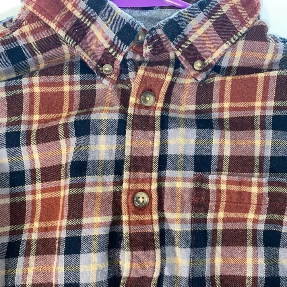 Eddie Bauer Plaid Flannel Long Sleeve Button Down in Red Black White Yellow L